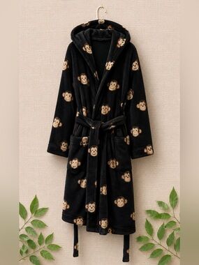 La SENZA “Critter Comfort” Black Fleece Robe – S/M